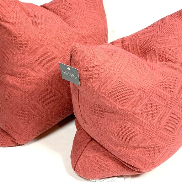 Ralph Lauren New Diamond Weave Pillows Red Knit - Picture 2 of 5